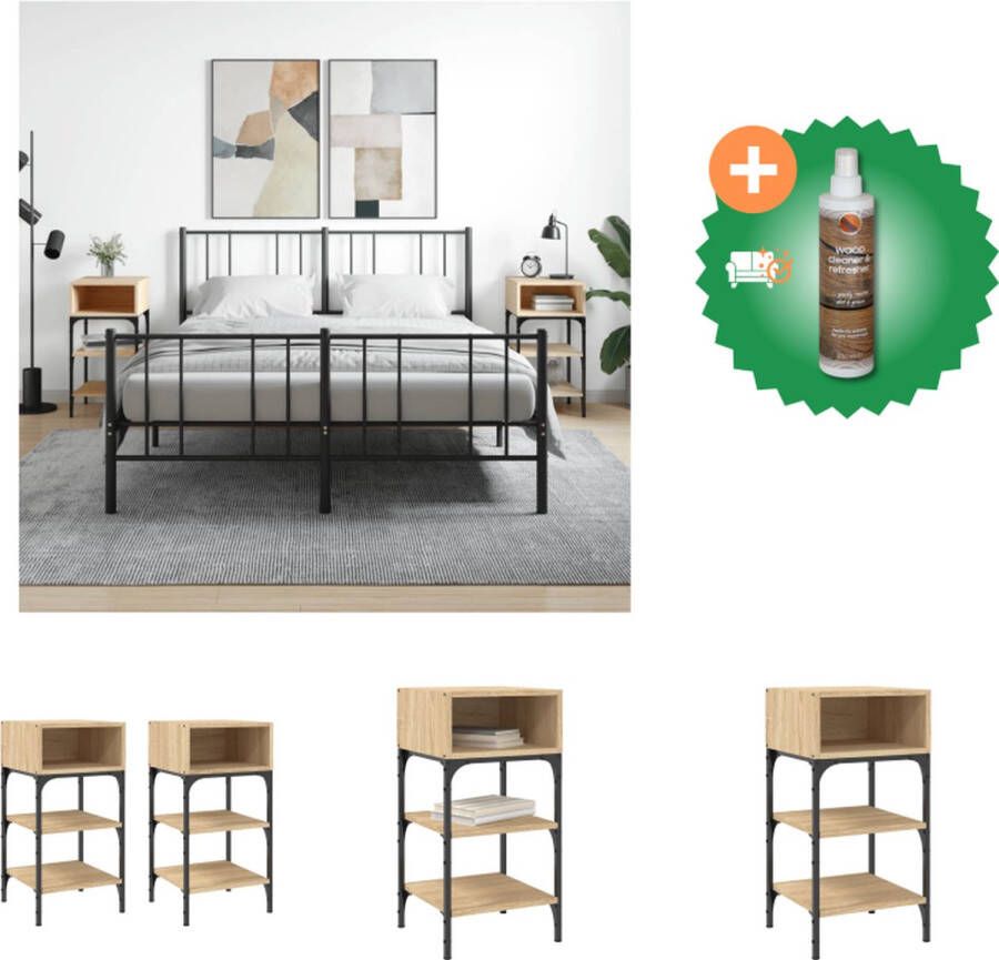 VidaXL Nachtkastjes 2 st 35x34-5x70 cm sonoma eikenkleurig Kast Inclusief Houtreiniger en verfrisser