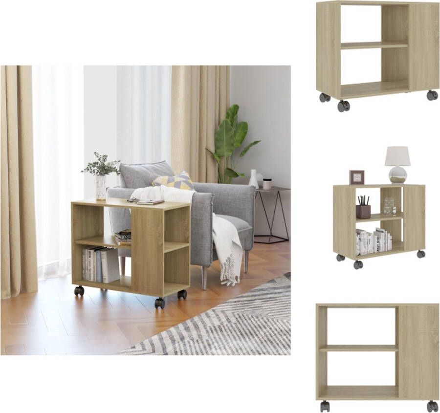 VidaXL Bijzettafel Bijzettafels Bijzettafeltje Bijzettafeltjes Bijzettafel 70x35x55 cm bewerkt hout sonoma eikenkleurig - Foto 2