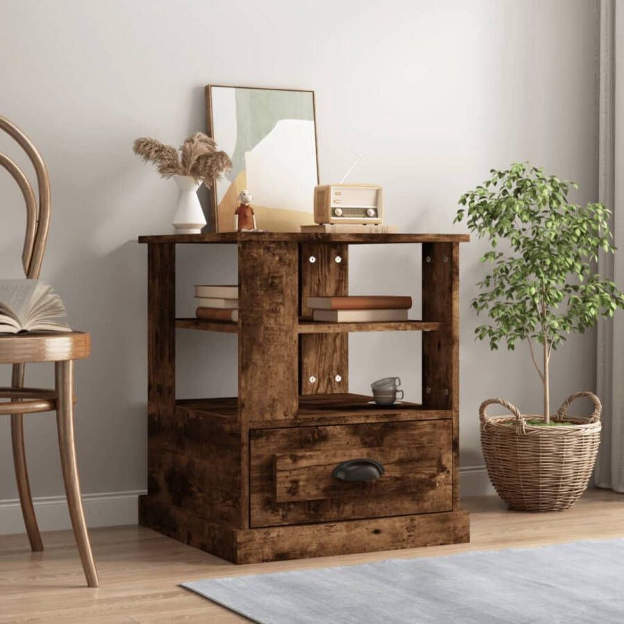 VidaXL Bijzettafel spaanplaat 50x50x60 cm kleur smoked eiken