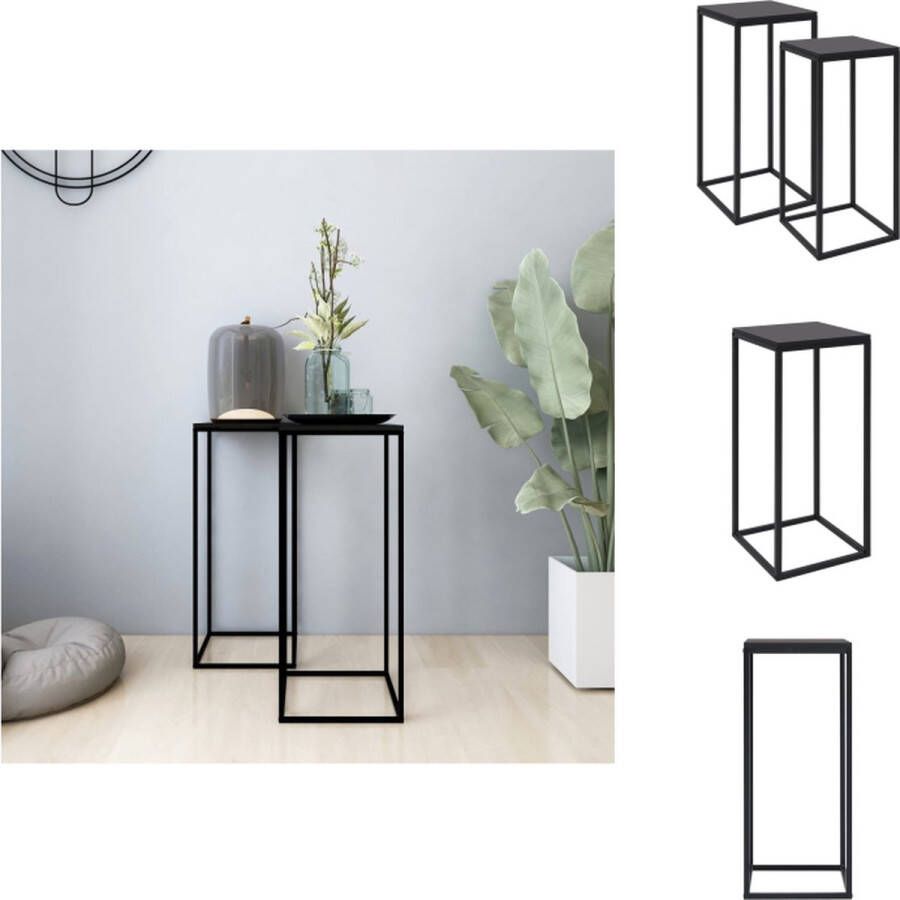 VidaXL Salontafel Salontafels Koffietafel Koffietafels Bijzettafels 2 st staal zwart - Foto 2