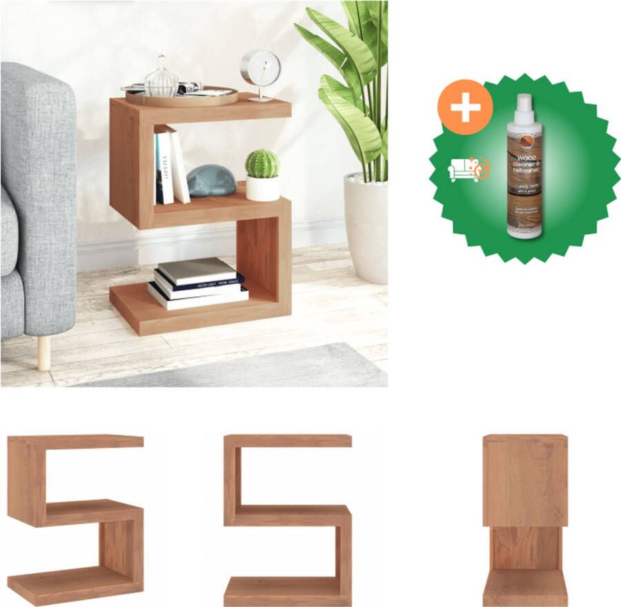 VidaXL Bijzettafel Teakhouten S-vormig 45x30x60cm Stevig tafelblad Multifunctioneel Tafel Inclusief Houtreiniger en verfrisser