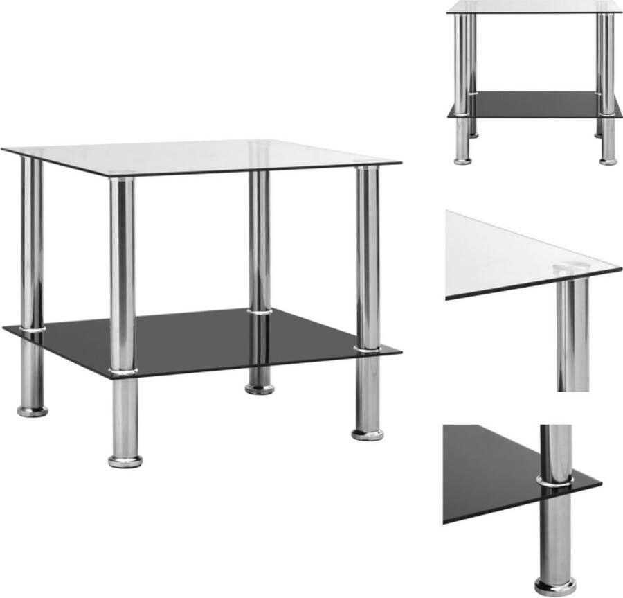 VidaXL Bijzettafel Bijzettafels Tafel Tafels Bijzettafel 45x50x45 cm gehard glas transparant