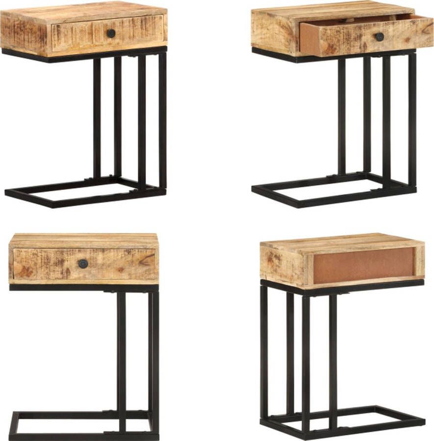 VidaXL Bijzettafel U-vormig 45x30x61 cm massief mangohout Bijzettafel Bijzettafels Bijzettafeltje Bijzettafeltjes