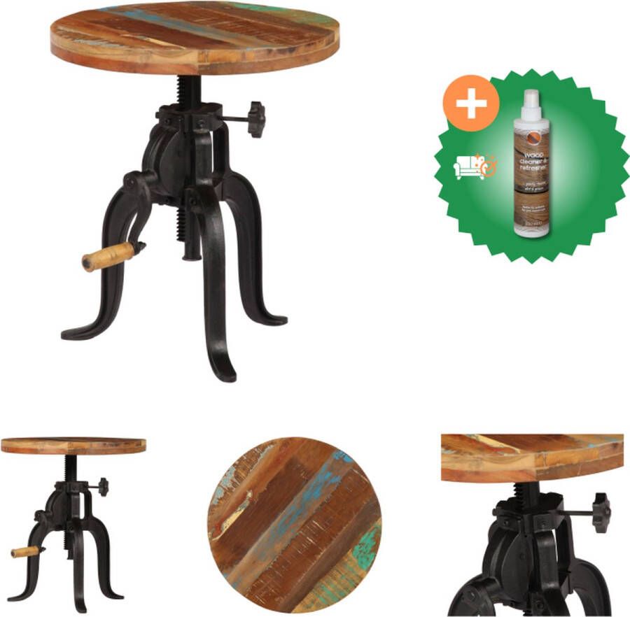 VidaXL Bijzettafel Vintage Gerecycled Hout Hoogte Verstelbaar 45 x (45 62) cm (ø x H) Tafel Inclusief Houtreiniger en verfrisser