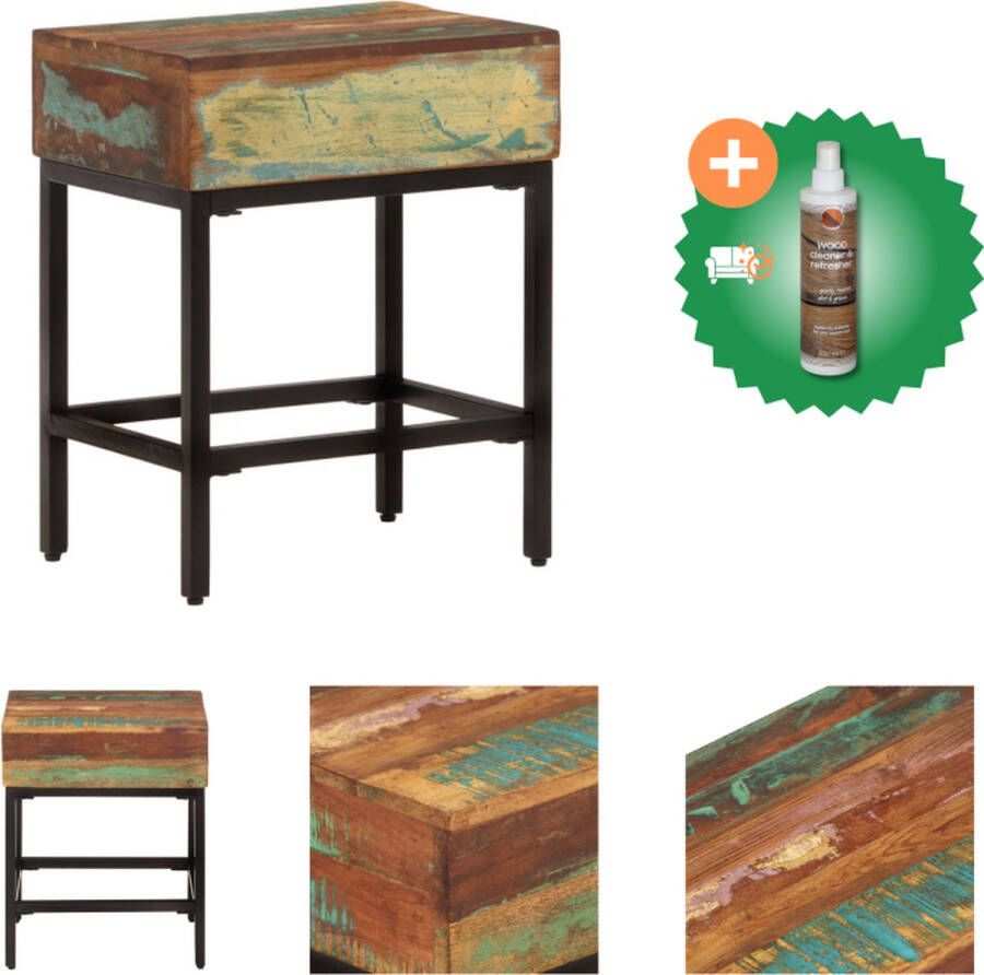VidaXL Bijzettafel Vintage Massief Gerecycled Hout 40x30x51 cm Gepoedercoat Ijzer Tafel Inclusief Houtreiniger en verfrisser