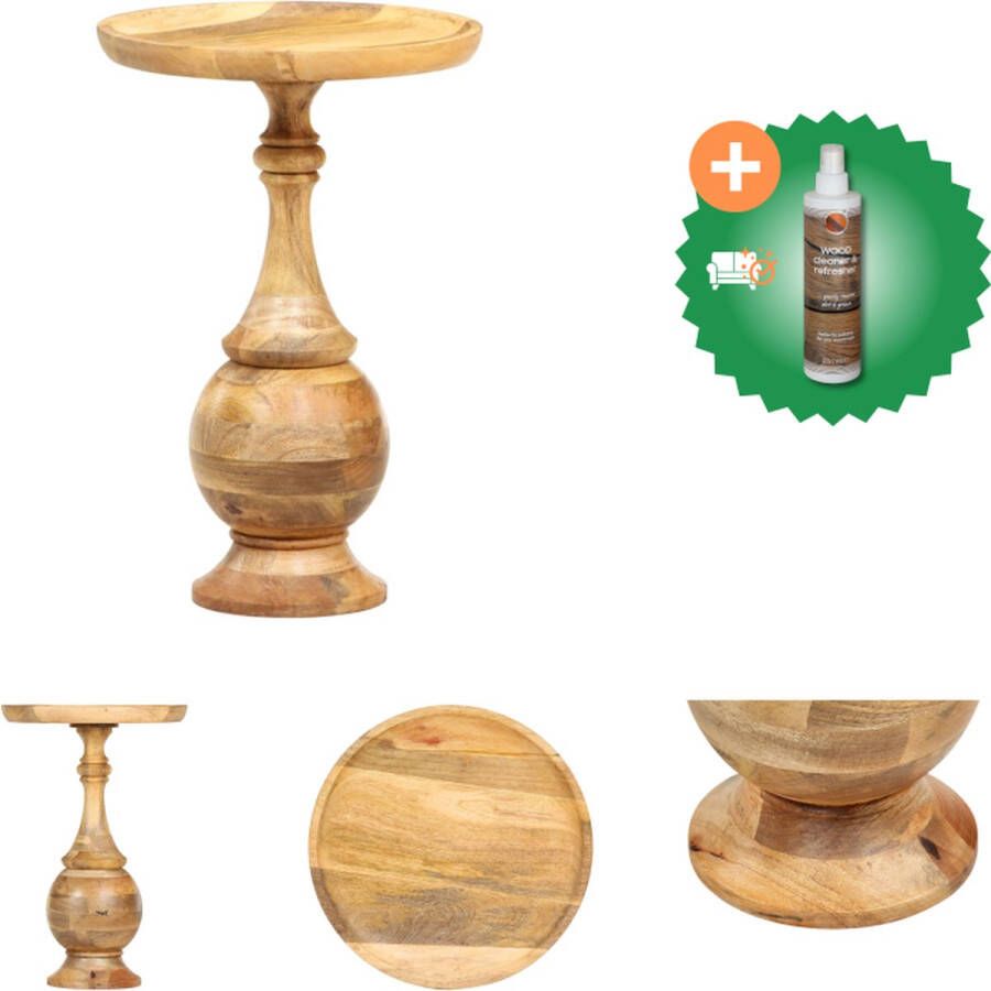 VidaXL Bijzettafel Vintage Massief Mangohout 43x66 cm Bolvormige Basis Tafel Inclusief Houtreiniger en verfrisser