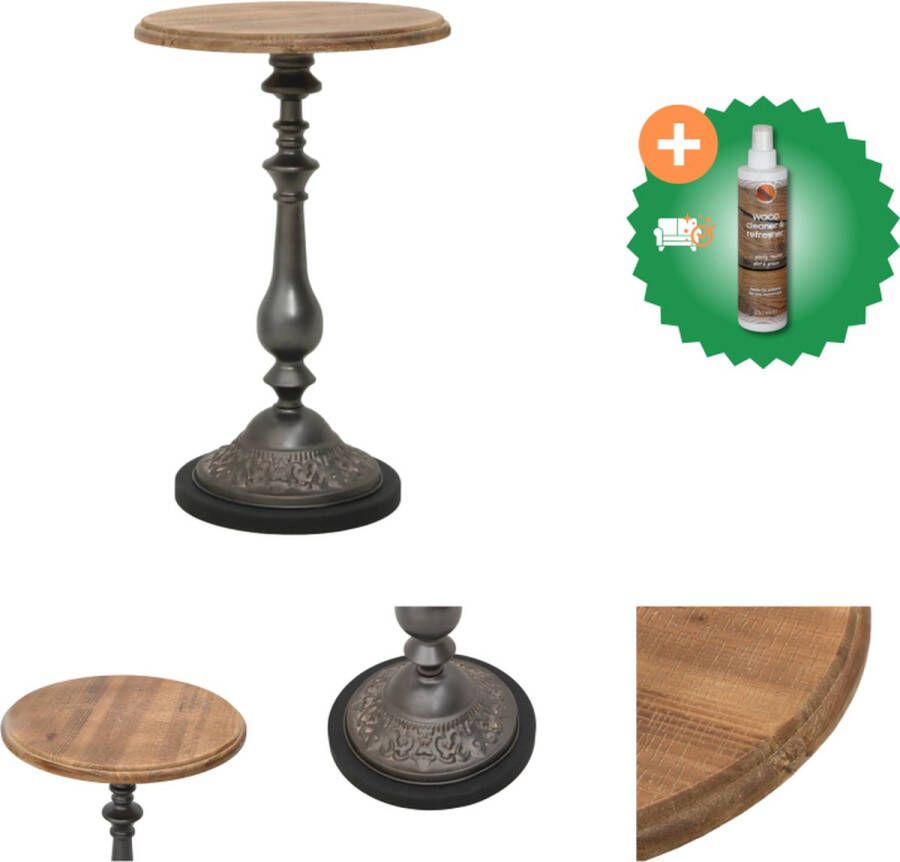 VidaXL Bijzettafel Vintage Staal en Hout 40 x 64 cm Bruin Tafel Inclusief Houtreiniger en verfrisser