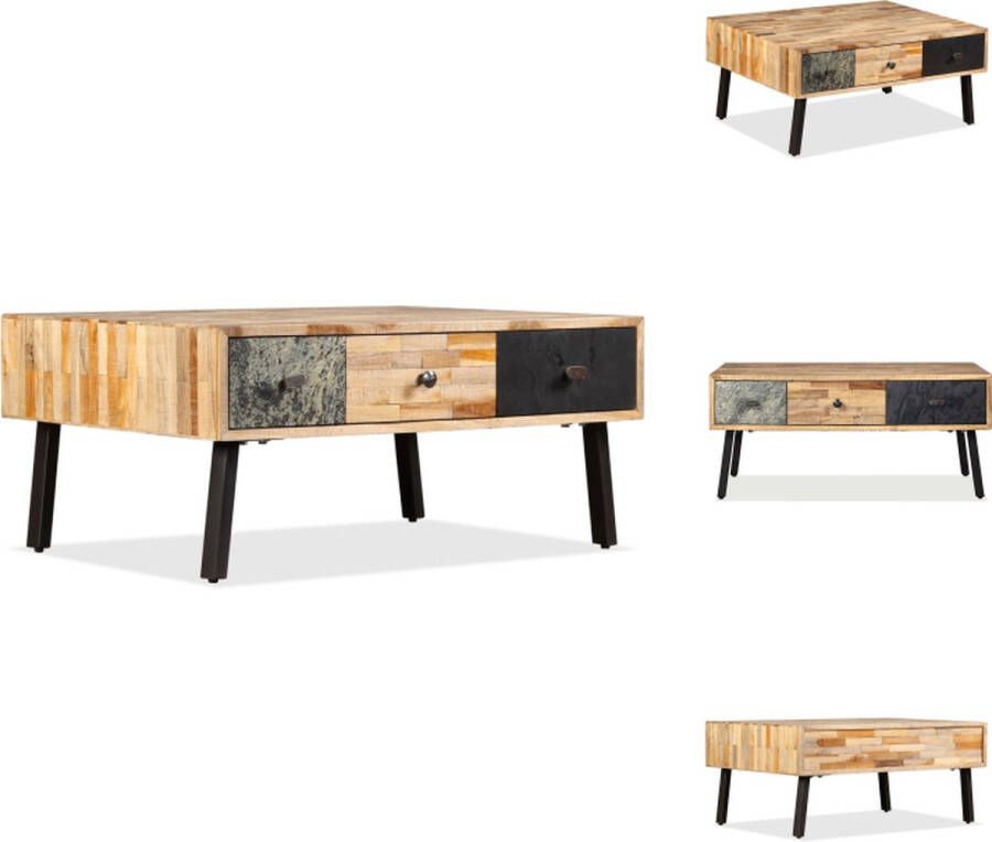 VidaXL Salontafel Salontafels Bijzettafeltje Bijzettafels Salontafel 90x65x40 cm massief gerecycled teakhout - Foto 2