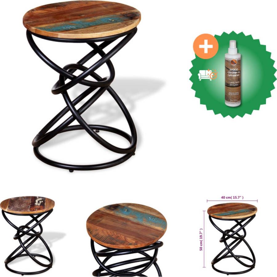 VidaXL Bijzettafel Vintage Stijl Massief Hout 40x50 cm Gerecycled Handgemaakt Tafel Inclusief Houtreiniger en verfrisser