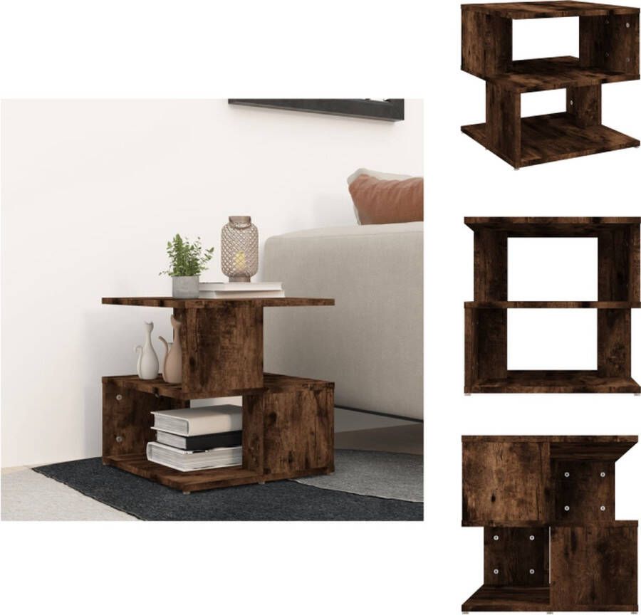 VidaXL Bijzettafel Bijzettafels Eindtafel Salontafel 40x40x40 cm bewerkt hout gerookt eikenkleurig - Foto 2