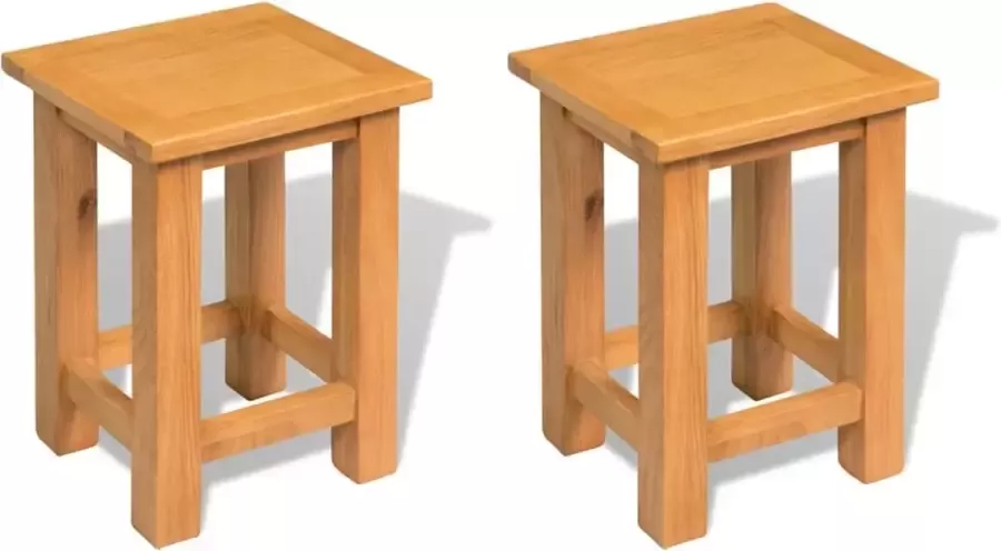 VidaXL Bijzettafels 2 stuks 27x24x37 cm massief eikenhout