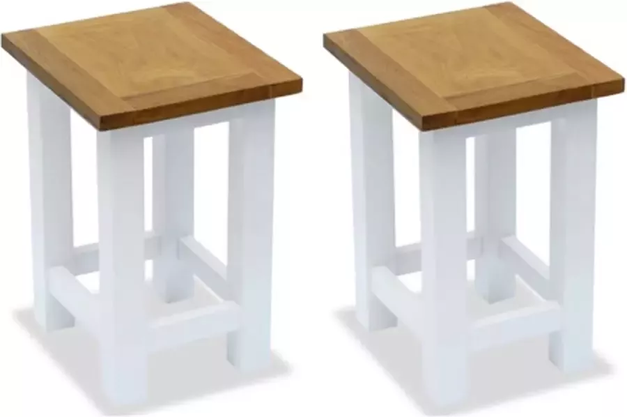 VidaXL Bijzettafels 2 st 27x24x37 cm massief eikenhout - Foto 2