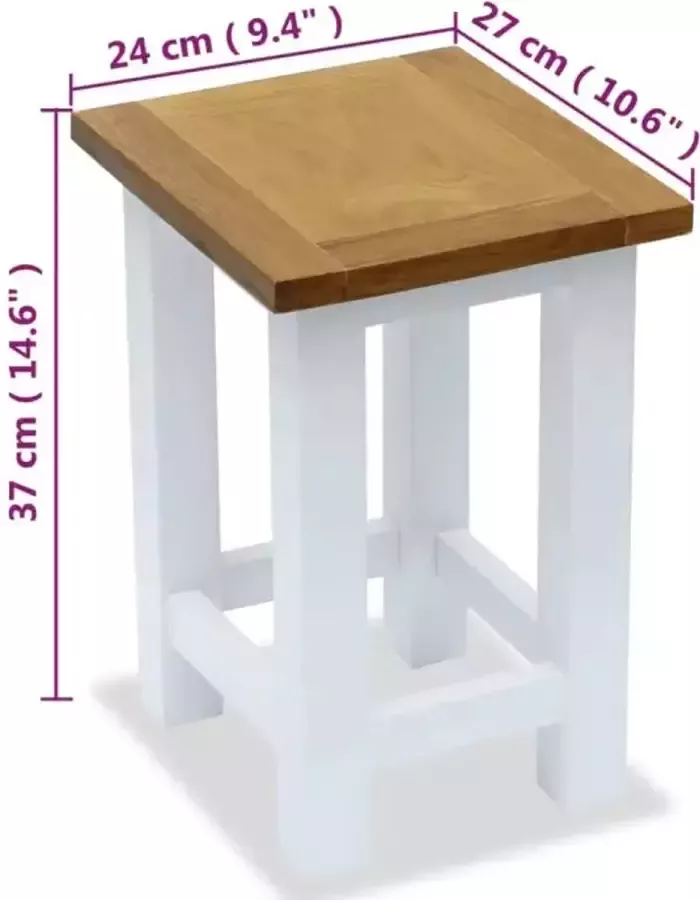 VidaXL Bijzettafels 2 st 27x24x37 cm massief eikenhout