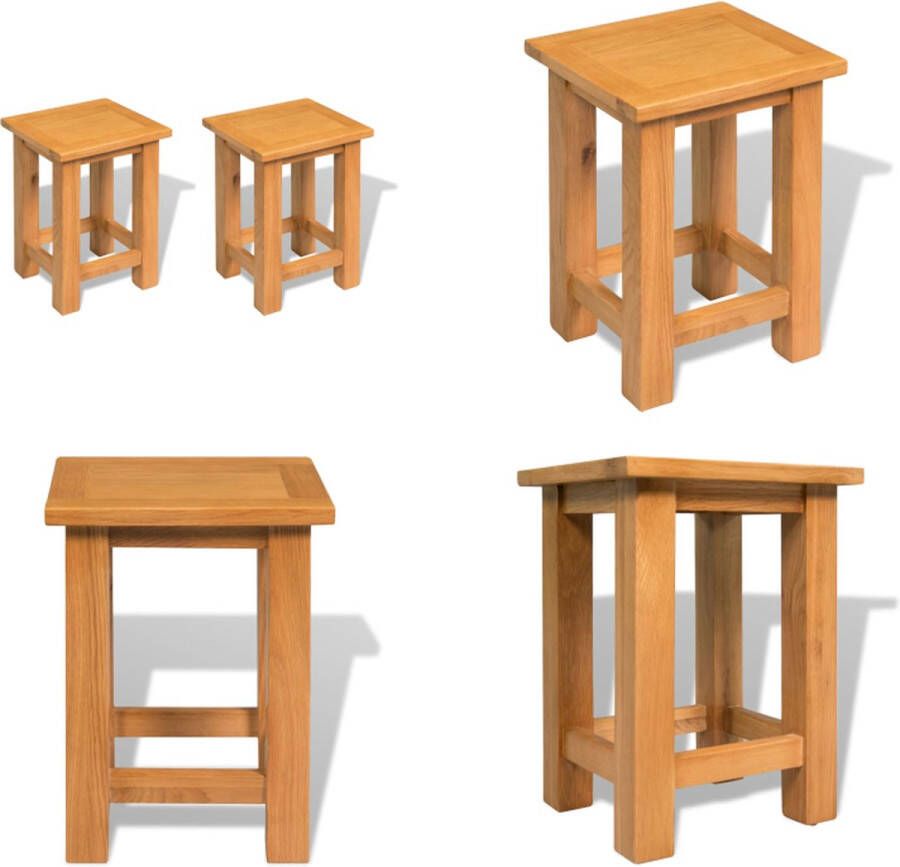 VidaXL -Bijzettafels-2-st-27x24x37-cm-massief-eikenhout