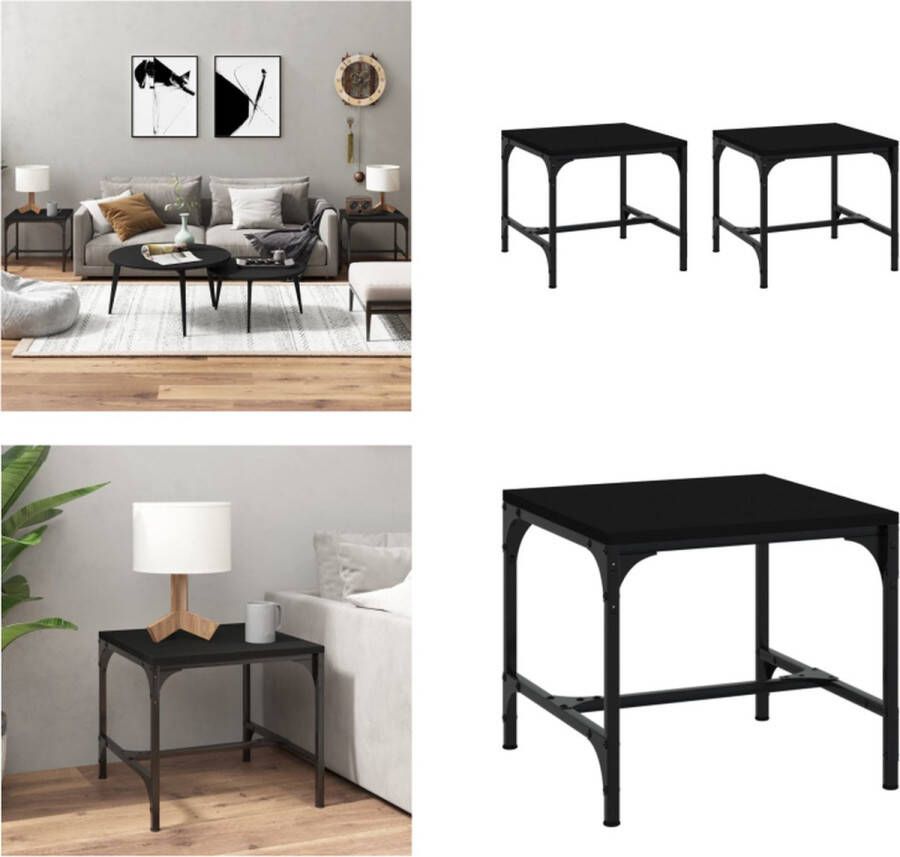 VidaXL -Bijzettafels-2-st-40x40x35-cm-bewerkt-hout-zwart