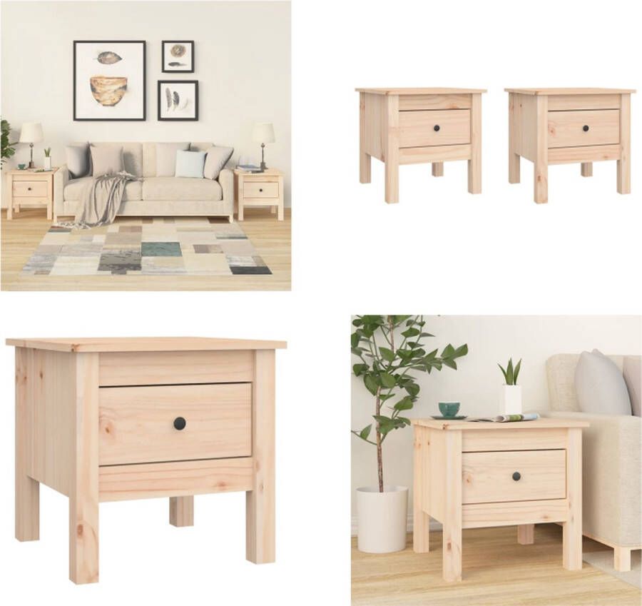 VidaXL Bijzettafels 2 st 40x40x39 cm massief grenenhout Bijzettafel Bijzettafels Eindtafel Salontafel