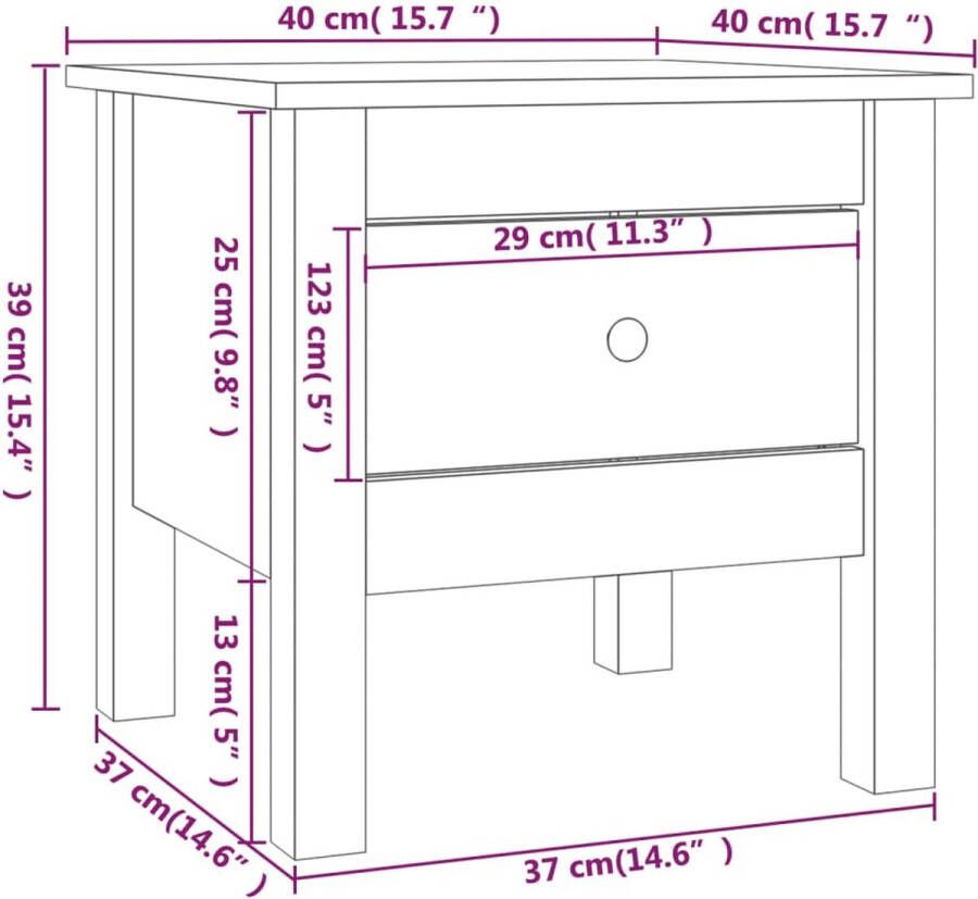 VidaXL -Bijzettafels-2-st-40x40x39-cm-massief-grenenhout-grijs - Foto 3