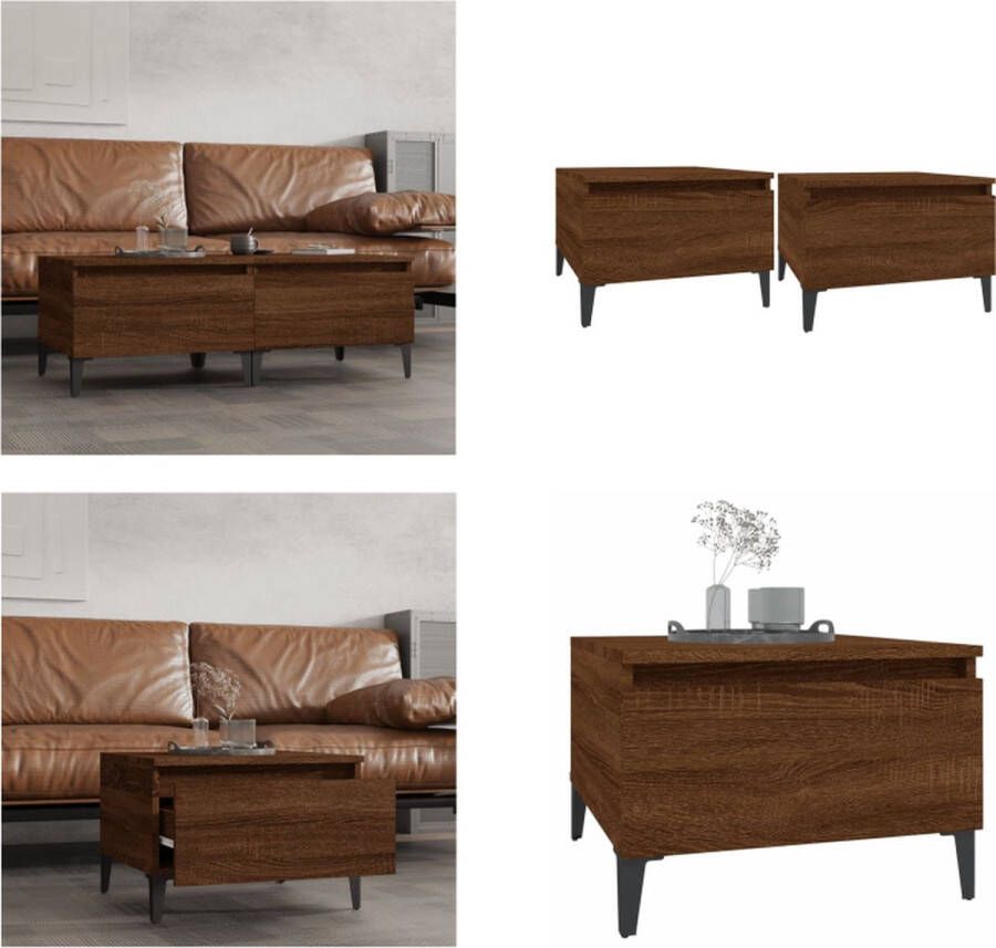 VidaXL -Bijzettafels-2-st-50x46x35-cm-bewerkt-hout-bruineikenkleurig - Foto 3