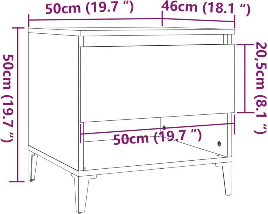 VidaXL -Bijzettafels-2-st-50x46x50-cm-bewerkt-hout-bruineikenkleurig - Foto 2