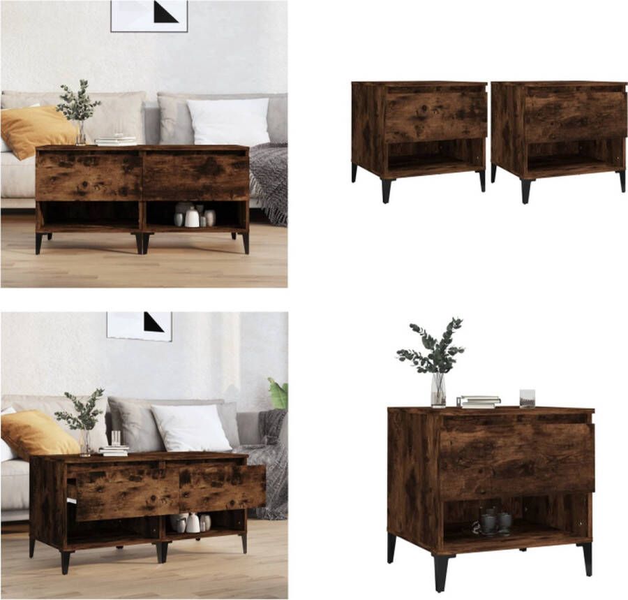 VidaXL -Bijzettafels-2-st-50x46x50-cm-bewerkt-hout-gerookt-eikenkleurig - Foto 3