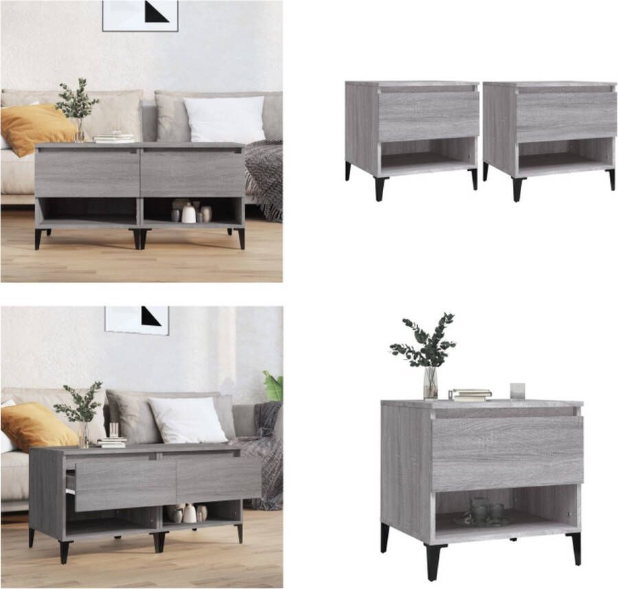 VidaXL -Bijzettafels-2-st-50x46x50-cm-bewerkt-hout-grijs-sonoma-eiken - Foto 3