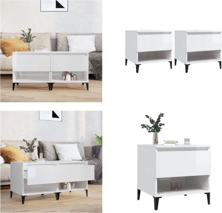 VidaXL -Bijzettafels-2-st-50x46x50-cm-bewerkt-hout-wit - Foto 3