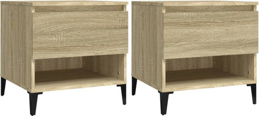 VidaXL -Bijzettafels-2-st-50x46x50-cm-bewerkt-hout-sonoma-eikenkleurig - Foto 2