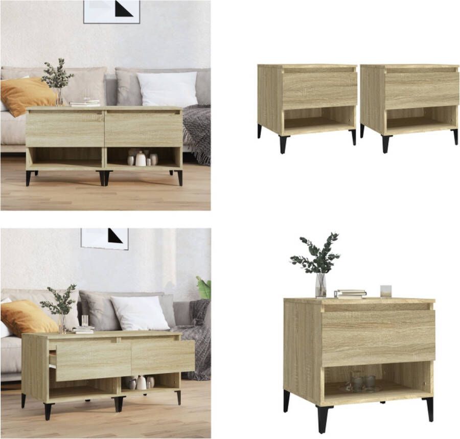 VidaXL -Bijzettafels-2-st-50x46x50-cm-bewerkt-hout-sonoma-eikenkleurig - Foto 2
