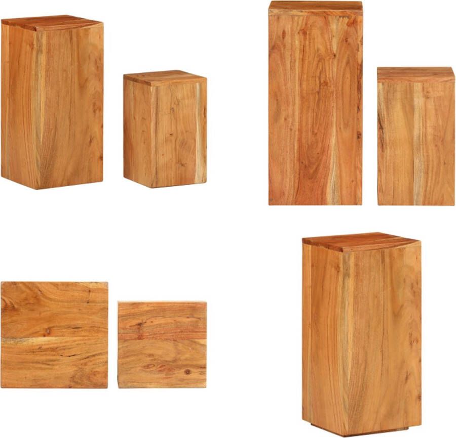 VidaXL Plantenstandaards 2 st massief acaciahout Plantenstandaard Plantenstandaarden Planten Standaard Plantenhouder - Foto 2