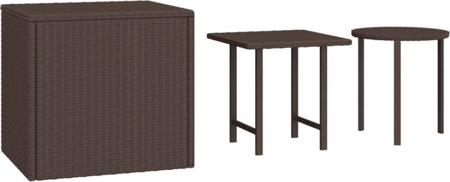 VidaXL -Bijzettafels-3-st-poly-rattan-bruin - Foto 4