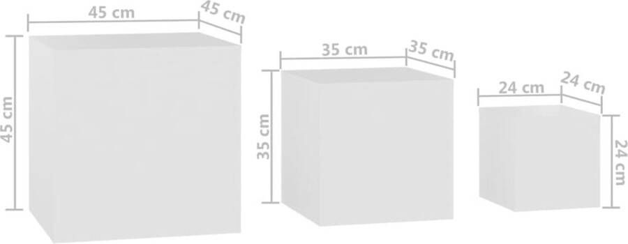 VidaXL -Bijzettafels-3-st-bewerkt-hout-wit - Foto 3