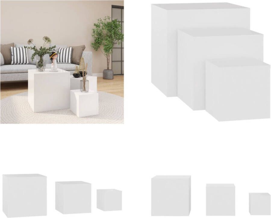 VidaXL Bijzettafels 3 st bewerkt hout wit Bijzettafel Bijzettafels Bijzettafeltje Bijzettafeltjes