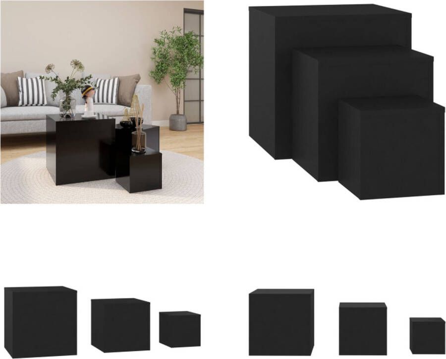 VidaXL Bijzettafels 3 st bewerkt hout zwart Bijzettafel Bijzettafels Bijzettafeltje Bijzettafeltjes