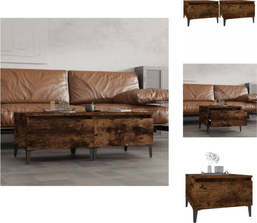 VidaXL Bijzettafel Bijzettafels Eindtafel Salontafel Bijzettafels 2 st 50x46x35 cm bewerkt hout gerookt eikenkleurig - Foto 2