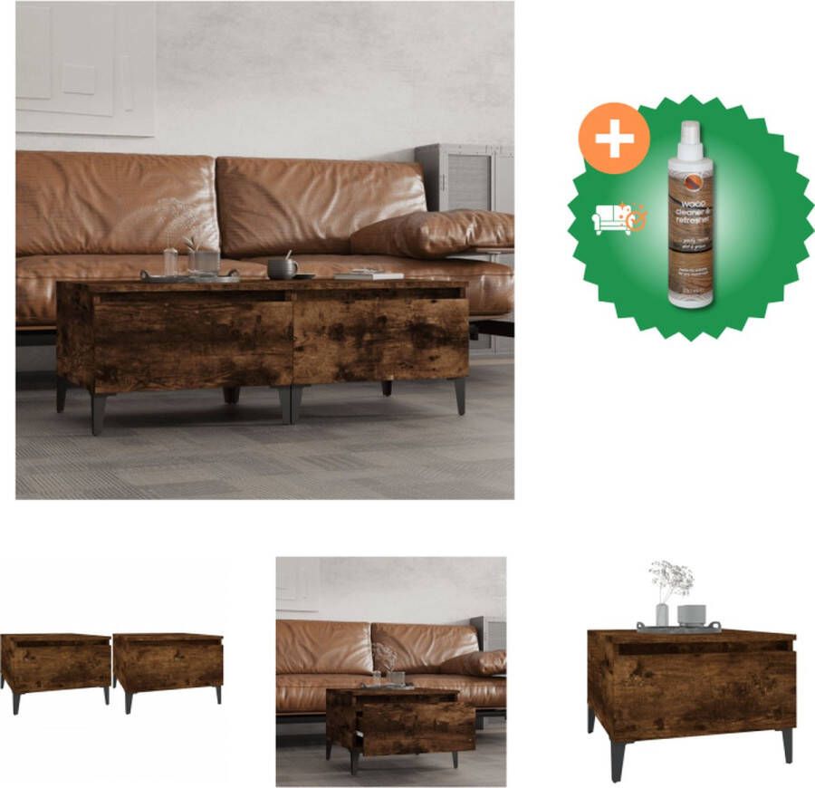 VidaXL Bijzettafels Scandinavische stijl 2 stuks Gerookt eiken 50 x 46 x 35 cm Tafel Inclusief Houtreiniger en verfrisser