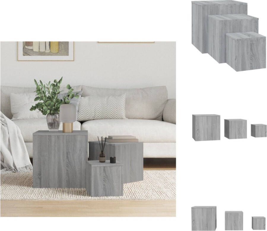 VidaXL Bijzettafel Bijzettafels Eindtafel Salontafel Bijzettafels 3 st bewerkt hout grijs sonoma eikenkleurig