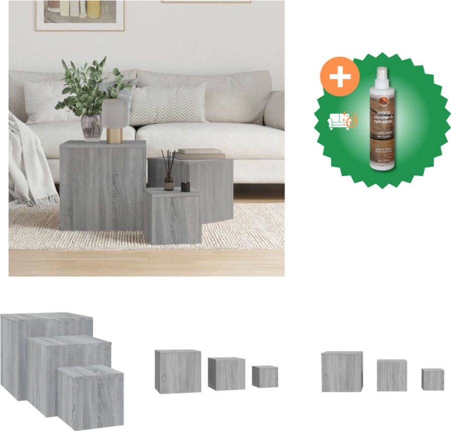 VidaXL Bijzettafels Grijs sonoma eiken Hoge kwaliteit Verschillende afmetingen Tafel Inclusief Houtreiniger en verfrisser