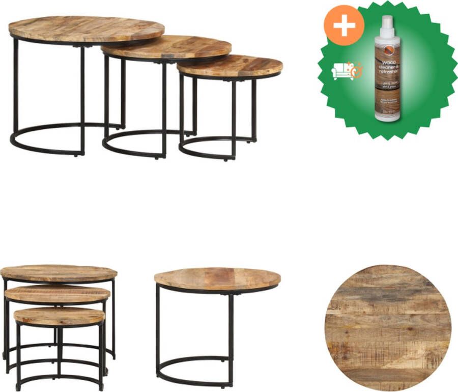 VidaXL Bijzettafels Hout 60 x 45 cm 50 x 40 cm 40 x 34 cm Tafel Inclusief Houtreiniger en verfrisser