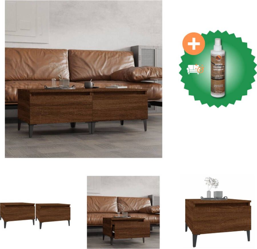VidaXL Scandinavische bijzettafels Set van 2 Bruineiken 50 x 46 x 35 cm Tafel Inclusief Houtreiniger en verfrisser