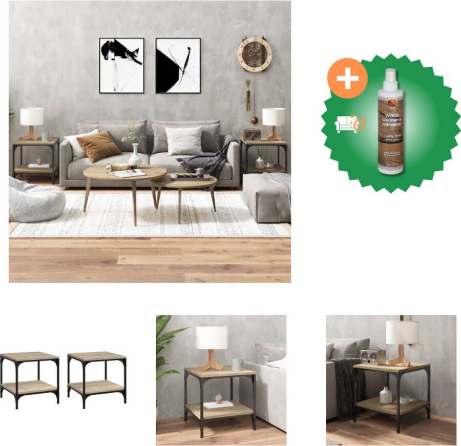 VidaXL Bijzettafels Industrieel 40 x 40 x 40 cm Sonoma eiken Montagehandleiding incl 2 stuks Tafel Inclusief Houtreiniger en verfrisser