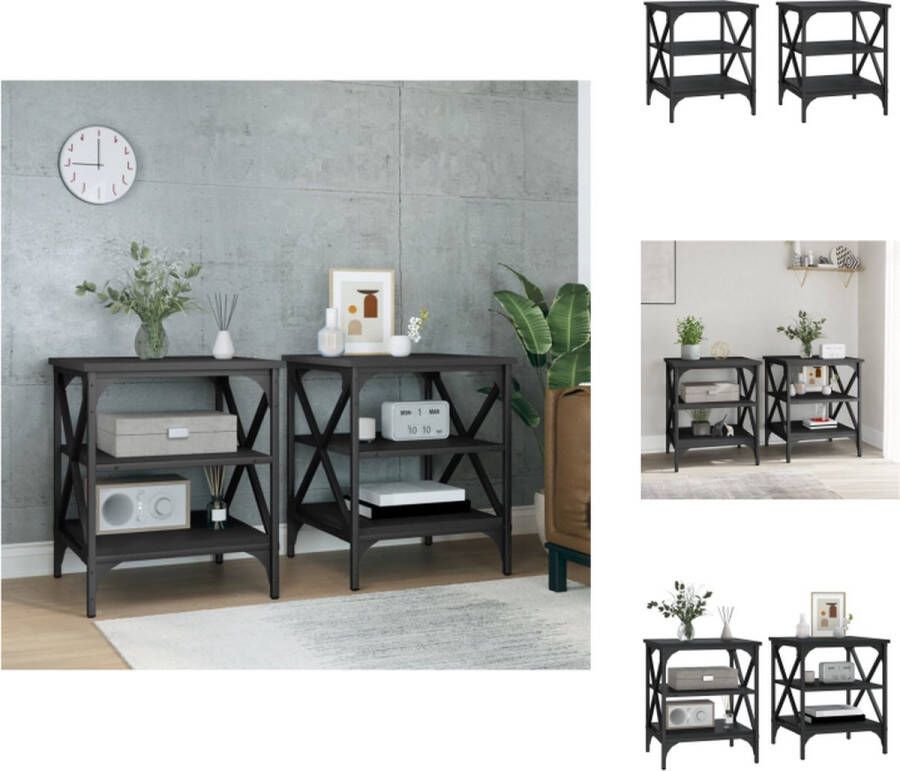 VidaXL Bijzettafel Bijzettafels Accenttafel Eindtafel Bijzettafels 2 st 40x42x50 cm bewerkt hout zwart