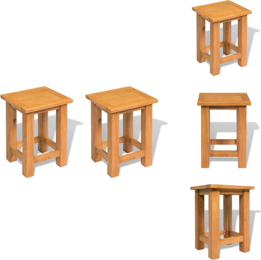 VidaXL Bijzettafel Bijzettafels Consoletafel Bijzettafels 2 st 27x24x37 cm massief eikenhout - Foto 2