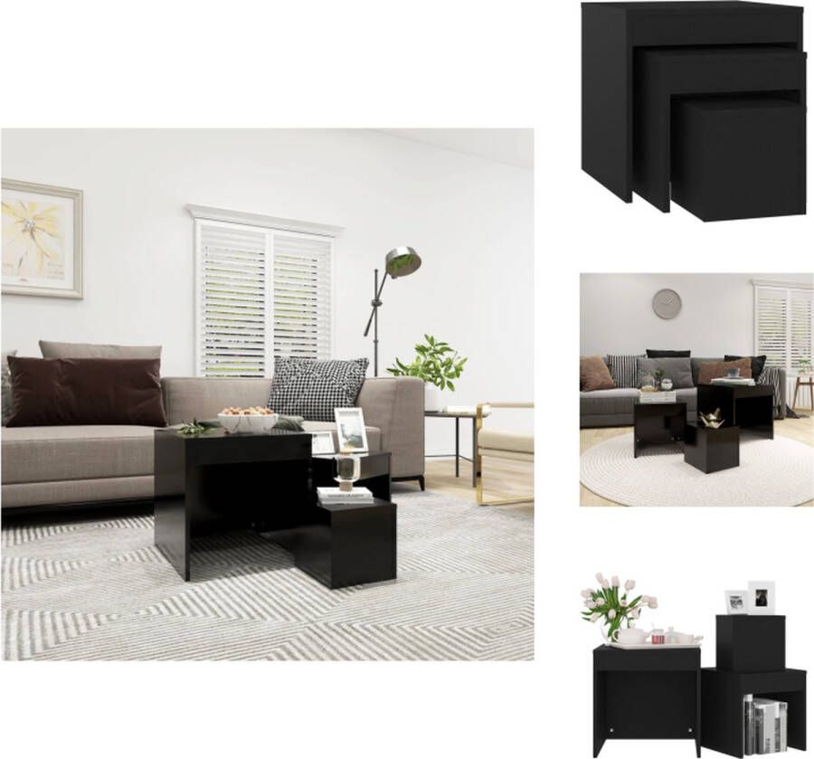 VidaXL Bijzettafels Multifunctioneel Zwart Grote 45x45x45 cm Medium 35x35x35 cm Kleine 24x24x24 cm Montage vereist Tafel