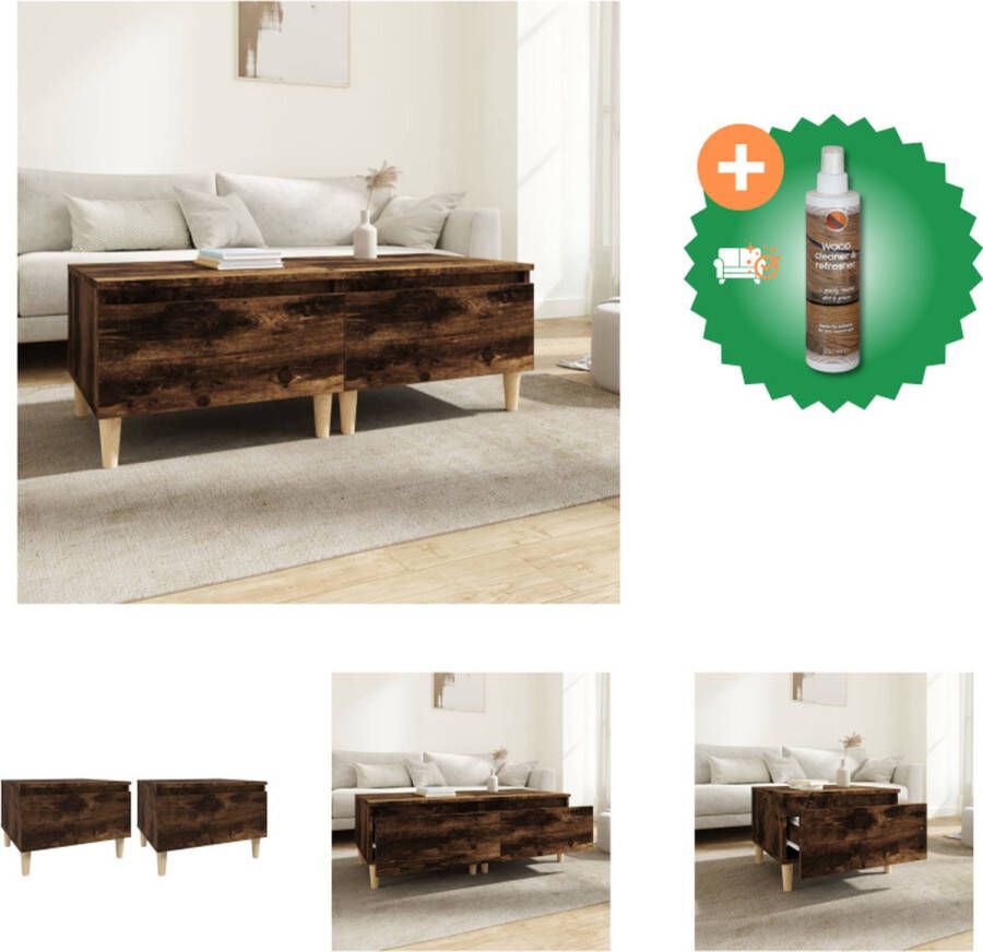 VidaXL Bijzettafels Scandinavische stijl 2 stuks Gerookt eiken 50 x 46 x 35 cm Tafel Inclusief Houtreiniger en verfrisser - Foto 2