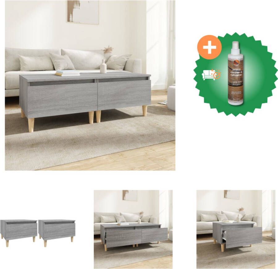 VidaXL Industriële Bijzettafels Grijs Sonoma Eiken Stevig Vochtbestendig Met 1 Lade Metalen Voeten 50x46x35cm Set van 2 Tafel Inclusief Houtreiniger en verfrisser