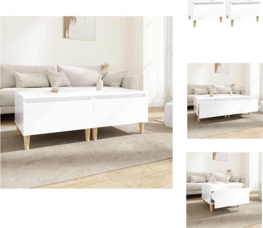 VidaXL Bijzettafel Bijzettafels Eindtafel Salontafel Bijzettafels 2 st 50x46x35 cm bewerkt hout hoogglans wit - Foto 3