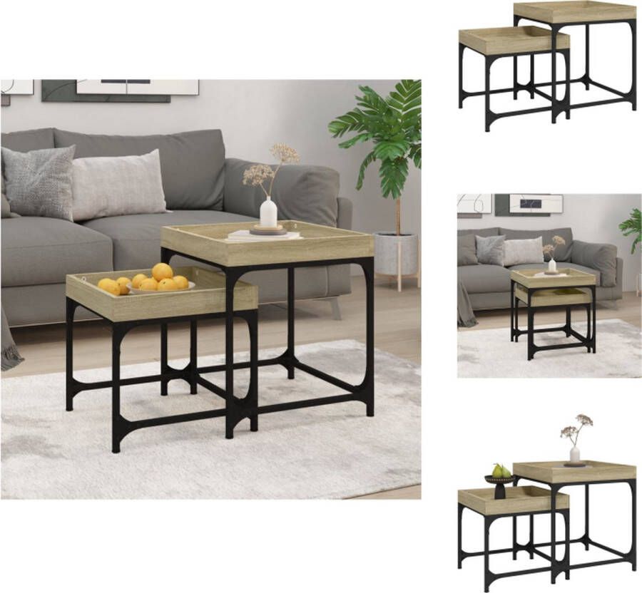 VidaXL Bijzettafel Bijzettafels Salontafel Salontafels Bijzettafels 2 st bewerkt hout sonoma eikenkleurig - Foto 2