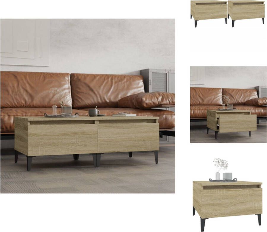 VidaXL Bijzettafel Bijzettafels Eindtafel Salontafel Bijzettafels 2 st 50x46x35 cm bewerkt hout sonoma eikenkleurig - Foto 4
