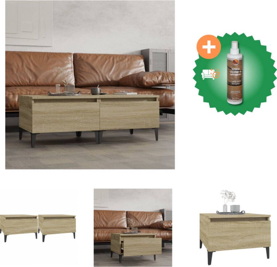 VidaXL Bijzettafels Sonoma Eiken Set van 2 50x46x35cm Bewerkt Hout en Metaal Tafel Inclusief Houtreiniger en verfrisser - Foto 2