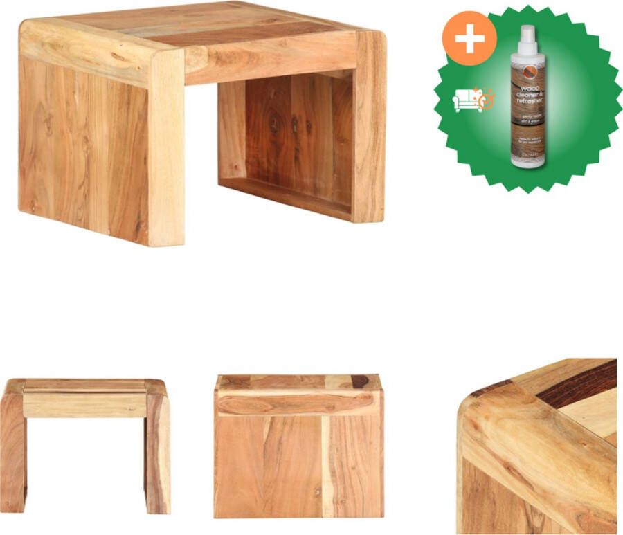 VidaXL Bijzettafeltje Houten Tafel 43x40x30 cm Massief Acaciahout Tafel Inclusief Houtreiniger en verfrisser